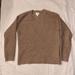 Cyrus Textured Stitch Crewneck Sweater in Tan